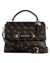 Black Polyurethane Printed Satchel Bag