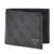 Guess Men Black Leather Monogram Bi-Fold Wallet with Flap Closure