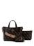 Guess Women Brown Geometric Mini Tote Bag with Inner Bag and Pouch
