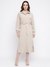 Beige Solid Shirt Collar Full Sleeve Shirt Dress