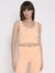 Peach Solid Scoop Neck Sleeveless Crop Top