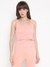 Peach Solid Scoop Neck Sleeveless Crop Top
