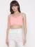 Pink Solid Shoulder Strap Sleeveless Crop Top