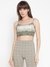 Olive Printed Shoulder Strap Sleeveless Crop Top