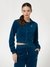 Women Deep Opal Solid Couture Full Zip Poly Velvet Sweatshirt