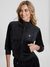 Women Jet Black Solid Couture Full Zip Poly Velvet Sweatshirt
