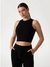 Guess Women Ribbed Round Neck Sleeveless Knitted Crop Top