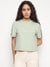 Green Solid Round Neck Britney Crop T-Shirt