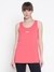 Women Coral Solid Scoop Neck Tank Top