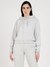 Women Grey Solid Hooded Full Sleeves Pullover Style Sweatshirt