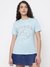 Régine Mid Organic Stream Seafoam Mist Textured Logo Round Neck Regular Fit T-Shirt