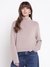Guess Women Olympe Silk Taupe Solid High Neck Regular Fit Pull Over Sweatshirt