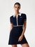 Navy Blue Solid Collard Neck Dress