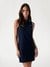 Navy Blue Solid Collard Neck Dress