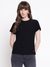 Guess Women Monica Black Peony Embossed Jacquard Round Neck Regular Fit T-Shirt
