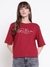 Guess Women Signature Boxy Tahiti Red Embroidered Round Neck Regular Fit T-Shirt