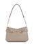 Dark Taupe Solid Polyurethane Lorelei Top Zip Shoulder Bag