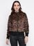 Brown Printed Hood Full Sleeve Jacket