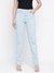 Light Blue Cut Work Straight Fit Jeans