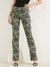 Green Printed High-Rise Skinny Fit Straight Jeans