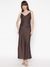 Brown Printed Shoulder Strap Sleeveless A-Line Dress