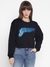 Black Printed Crew Neck Full Sleeve Sweatshirt