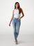 Cotton Blend Skinny Mid Rise Jeans