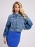 Blue Solid Spread Collar Reep Denim Jacket