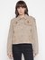 Khaki Embroidered Collar Full Sleeve Jacket