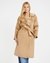 Beige Solid Notched Collar Full Sleeves Overcoat