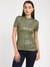 Olive Striped Round Neck Short Sleeves T-shirt