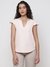 Mattea Calm Pink Solid V-Neck Regular Fit Embellishment Around Neck Shell Top