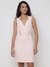 Amanda Eco Calm Pink Solid V-Neck Regular Fit Sheath Dress