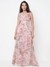 Gilda Crinkle Chiffon Eucalyptus Floral V-Neck Regular Fit Maxi Dress