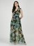 Hanoi Green Floral Printed V-Neck Sleeveless Empire Dress