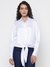 Anna Chic Look Soft Satin Pure White Solid Spread Collar Regular Fit Shirt