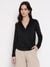 Black Solid V-Neck Top