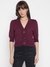 Wine Solid V-Neck Cardigan