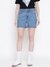 Women Blue Solid Regular Fit Shorts