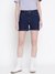 Women Navy Blue Solid Regular Fit Shorts