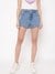 Loto Mid Solid High Rise Denim Mom Shorts