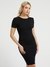Black Striped Round Neck Short Sleeves Bodycon Dress