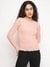 Pink Ribbed Round Neck Carole Shiny Yarn Sweater