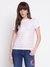 Guess Women Mid Organic Stream Delicate Pink Embellished Round Neck Regular Fit T-Shirt