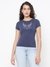 Studded Wings Eco Stretch Blue Nights Multi Rhinestone Round Neck Regular Fit T-Shirt