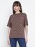 Women Brown Printed Round Neck T-shirt