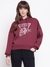 Guess Women Icon Burgundy Rose Embellished Hooded Neck Regular Fit Sweatshirt
