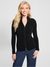 Black Ribbed Mock Neck Cardigan