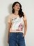 Peach Printed Round Neck Short Sleeves T-shirt
