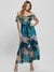 Blue Printed Shoulder Straps Tiered Dress
